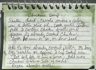 Original hand-written Chicken Soup card