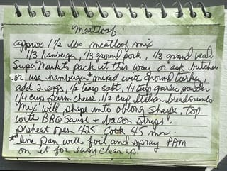 Original hand-written Meatloaf card