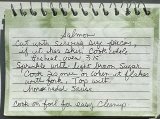 Original hand-written Salmon card