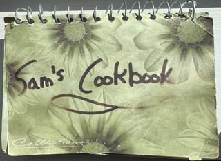 Sam's Cookbook, the recipe booklet Chris wrote by hand